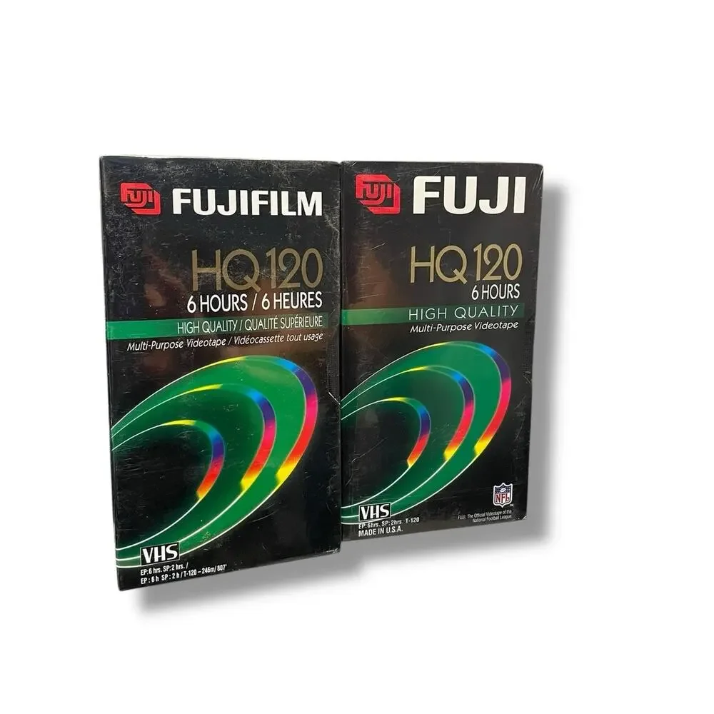 FujiFilm HQ120 Blank VHS Video Tapes 6 Hours Fuji Lot x2 NEW Sealed Retro Media